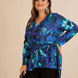 Блуза с връзки - син