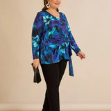 Блуза с връзки - син