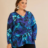 Блуза с връзки - син