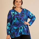 Блуза с връзки - син