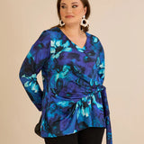 Блуза с връзки - син