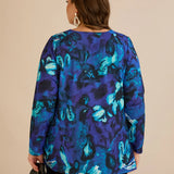 Блуза с връзки - син