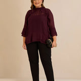 Елегантна шифонена блуза с волани - бургунди