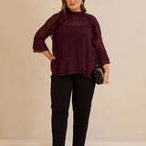 Елегантна шифонена блуза с волани - бургунди