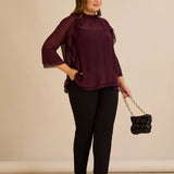 Елегантна шифонена блуза с волани - бургунди