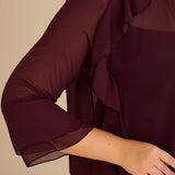 Елегантна шифонена блуза с волани - бургунди