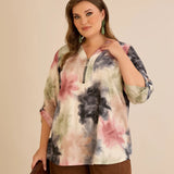 Блуза с цип авторски принт - многоцветен