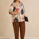 Блуза с цип авторски принт - многоцветен