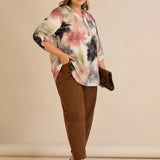 Блуза с цип авторски принт - многоцветен