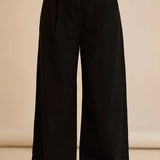 Еластични модерни дънки с широки крачоли - черен