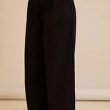 Еластични модерни дънки с широки крачоли - черен