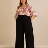 Еластични модерни дънки с широки крачоли - черен