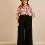 Еластични модерни дънки с широки крачоли - черен