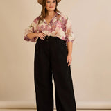 Еластични модерни дънки с широки крачоли - черен