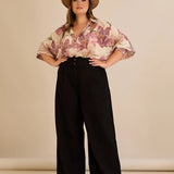 Еластични модерни дънки с широки крачоли - черен