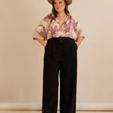 Еластични модерни дънки с широки крачоли - черен