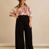 Еластични модерни дънки с широки крачоли - черен