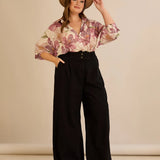 Елегантна риза с флорален принт - пепел от рози