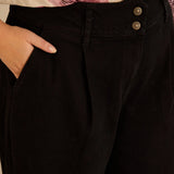 Еластични модерни дънки с широки крачоли - черен