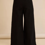 Еластични модерни дънки с широки крачоли - черен