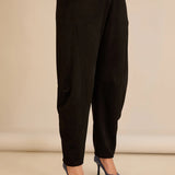 Еластичен панталон с модерна барел кройка - черен