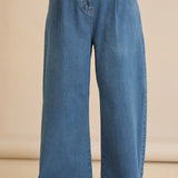 Еластични модерни дънки с широки крачоли - син