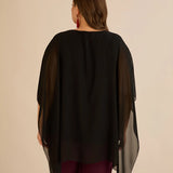 Празнична туника с акцент от пайети в свободна кройка - черен