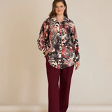 Елегантна риза от фина вискоза - бургунди