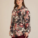 Елегантна риза от фина вискоза - бургунди