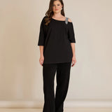 Памучна блуза с елегантен акцент от камъчета