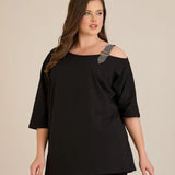 Памучна блуза с елегантен акцент от камъчета