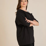 Памучна блуза с елегантен акцент от камъчета