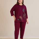 Пролетна блуза с щампа - бордо