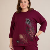 Пролетна блуза с щампа - бордо