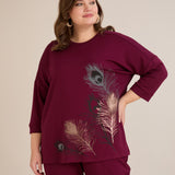 Пролетна блуза с щампа - бордо