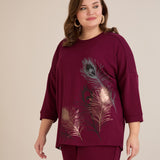 Пролетна блуза с щампа - бордо