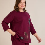 Пролетна блуза с щампа - бордо
