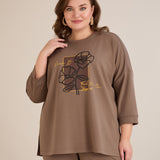 Пролетна блуза с щампа - визон