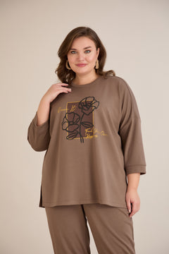 Пролетна блуза с щампа - визон