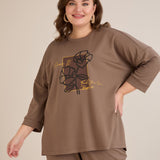 Пролетна блуза с щампа - визон