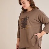 Пролетна блуза с щампа - визон