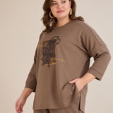 Пролетна блуза с щампа - визон