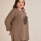 Пролетна блуза с щампа - визон