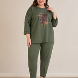 Пролетна блуза с щампа - олив