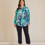 Елегантна риза от фина вискоза - тюркоаз