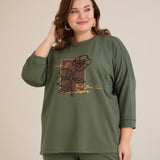 Пролетна блуза с щампа - олив