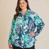 Елегантна риза от фина вискоза - тюркоаз