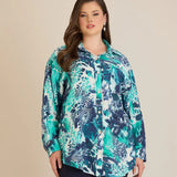 Елегантна риза от фина вискоза - тюркоаз