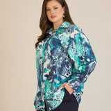 Елегантна риза от фина вискоза - тюркоаз