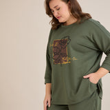 Пролетна блуза с щампа - олив